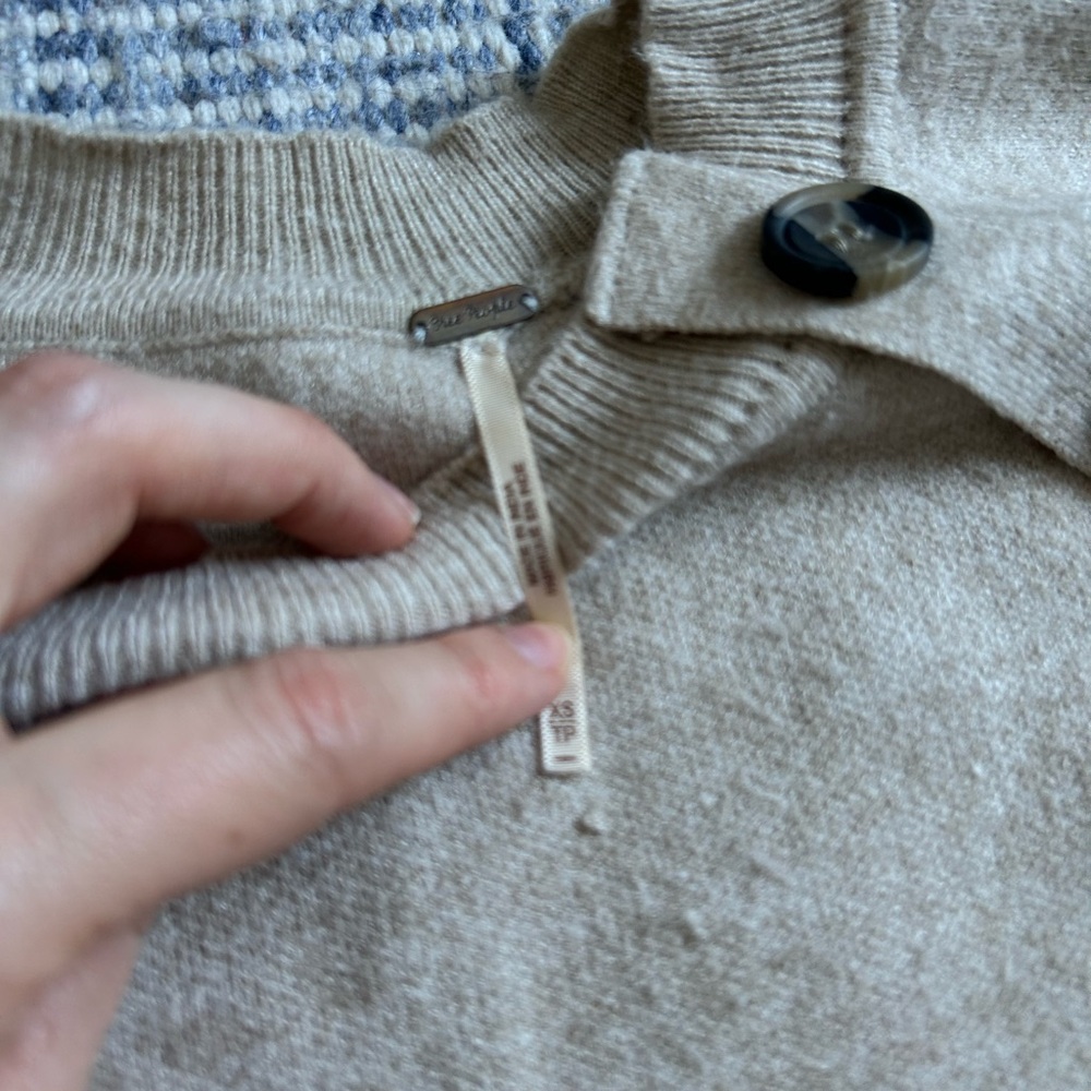 Free People Taupe Button-Accent Cropped Sweater - Picture 4 of 4
